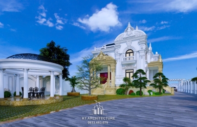 THIẾT KẾ DINH THỰ TÂN CỔ ĐIỂN ANH NGỌC Ở CHƠN THÀNH BÌNH PHƯỚC